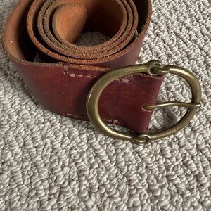 Ralph Lauren Brown Leather Belt with Brass Buckle